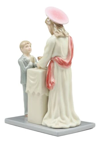 Fine Porcelain My First Communion Jesus With Child Boy Statue 7"Tall Keepsake - Image 2
