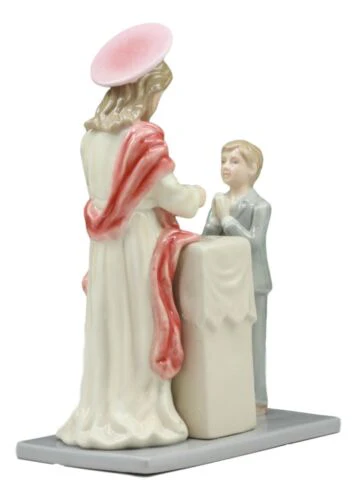 Fine Porcelain My First Communion Jesus With Child Boy Statue 7"Tall Keepsake - Image 4