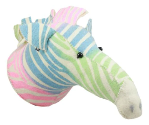 Ebros Fiona Walker England Handmade Organic Semi Pastel Zebra Head Hanging Wall Decor - Image 4