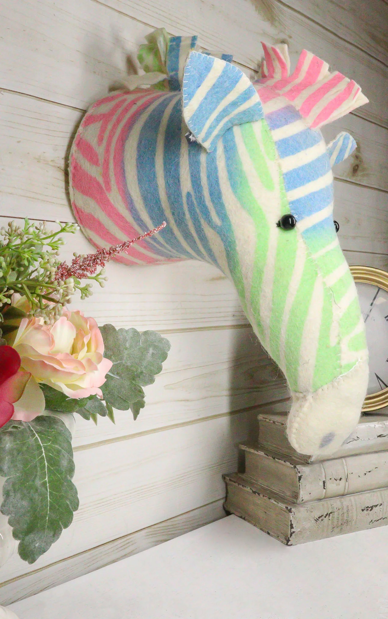 Ebros Fiona Walker England Handmade Organic Semi Pastel Zebra Head Hanging Wall Decor - Image 7