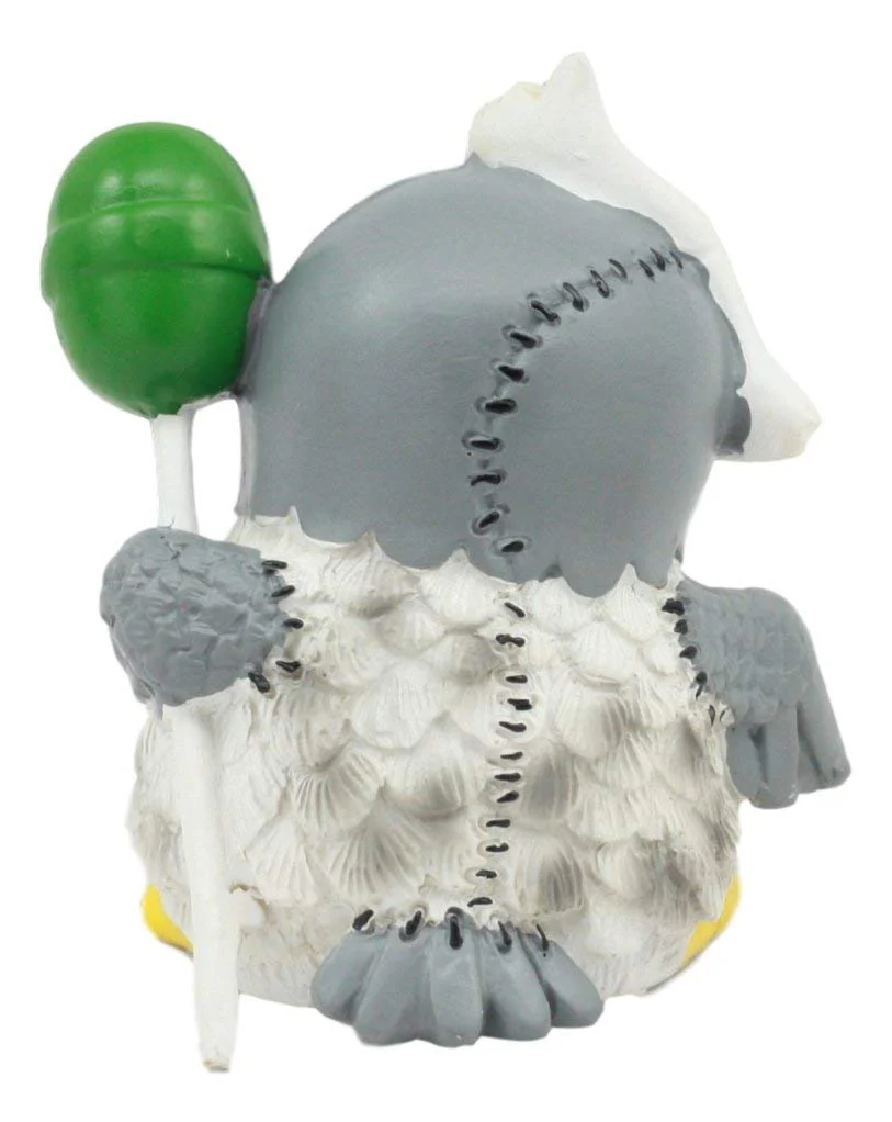 Ebros Furry Bones Hootie The Snow Owl Skeleton Figurine 3" H Furrybones Wise Owl With Green Lollipop Costume Hooded Skull Monster Collectible Sculpture Decorative Toy - Image 4