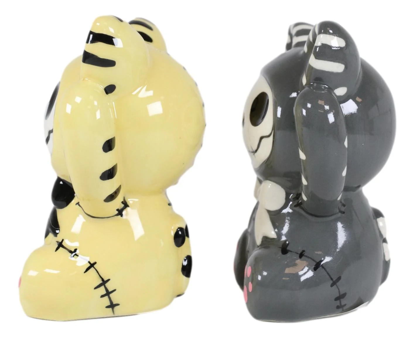 Ebros Furrybones Mao Striped Kittens Voodoo Skeleton Cats Salt And Pepper Shakers Set - Image 3