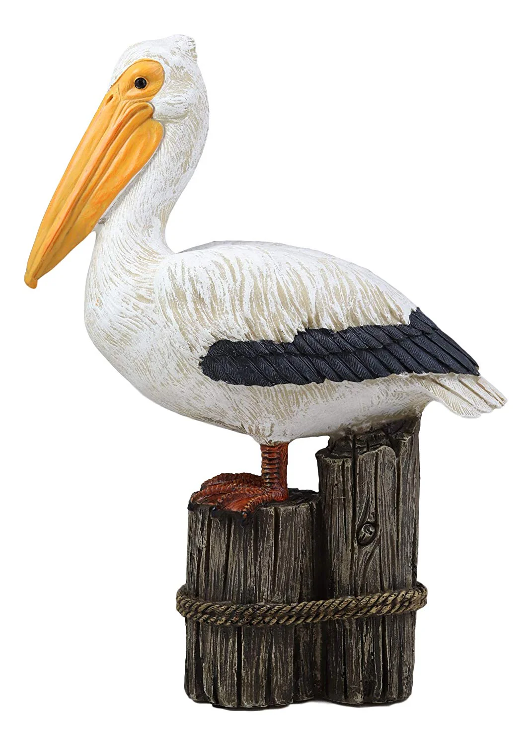 Ebros Gift 12" Tall Ocean Marine Beach Coastal Great White Pelican Perching On Getty Post Statue Home Decor Birds Pelicans Nature As Centerpiece Decorative Sculpture Figurine - Image 5
