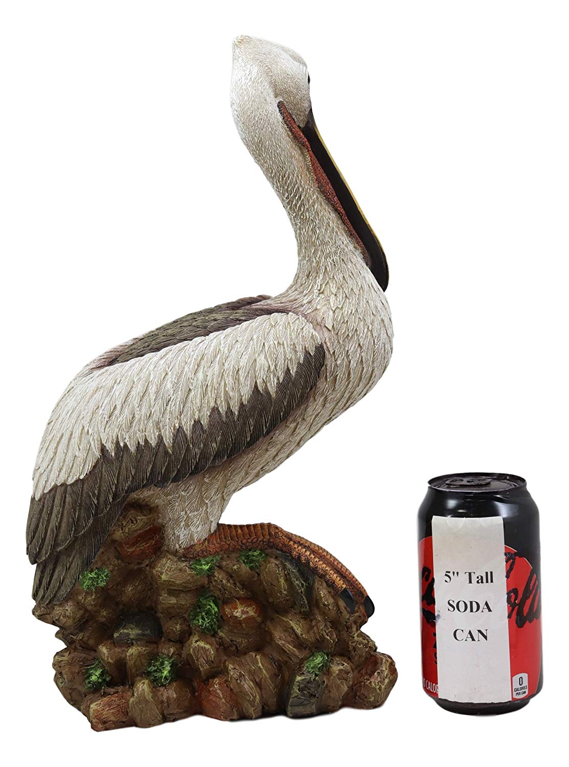 14.25"H Large Ocean Marine Beach Coastal Brown Pelican Standing On Rocks Statue - Image 4
