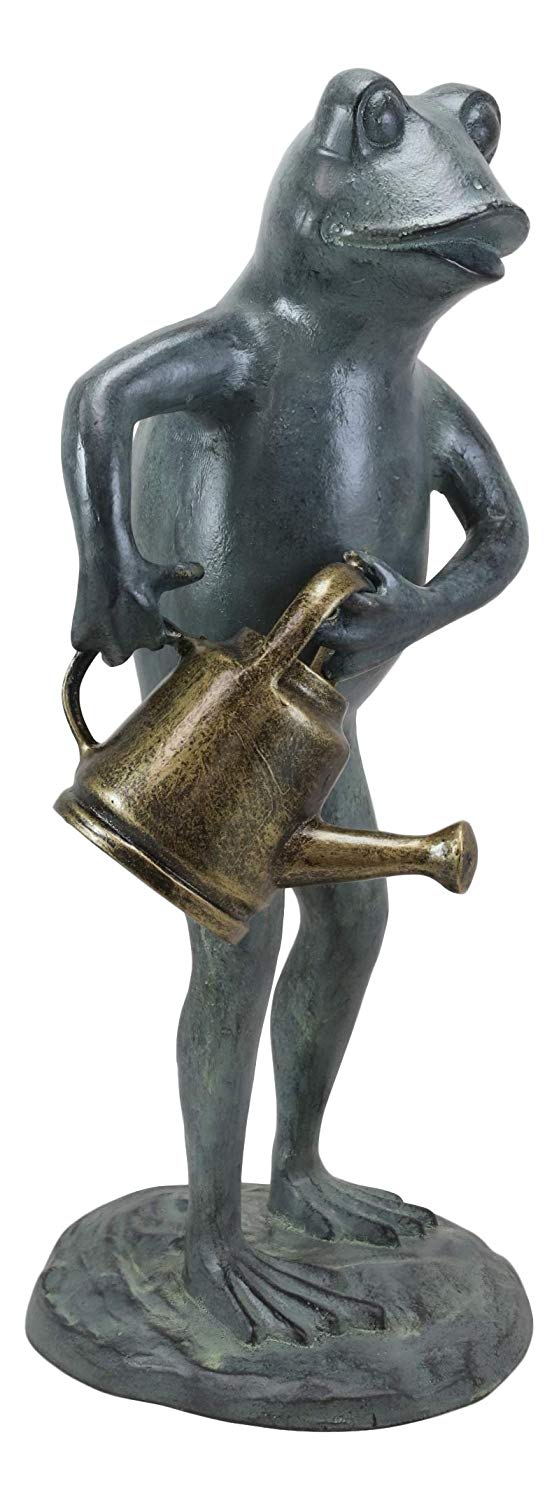 Ebros Gift 19" Tall Aluminum Metal Green Thumb Whimsical Gardening Frog with Watering Can Garden Statue Frogs Spring Summer Pastime Patio Pool Pond Lawn Yard Decorative Rustic Sculpture Accent - Image 3
