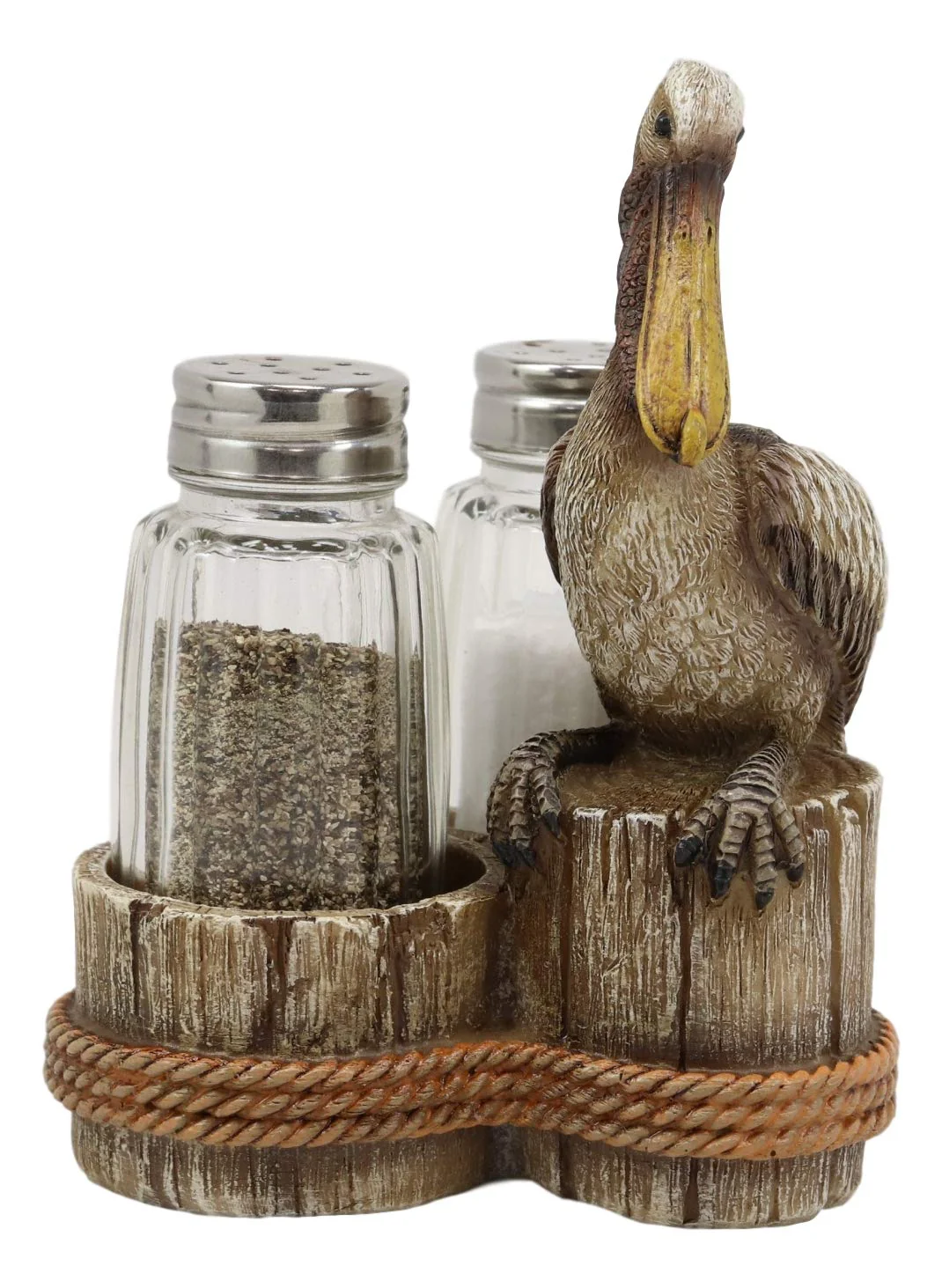 Ebros Gift 5.25" Tall Ocean Marine Beach Coastal Diving Brown Pelican Perching On Getty Posts Salt and Pepper Shakers Display Holder Statue Home Decor Birds Pelicans Nature As Kitchen Centerpiece - Image 2