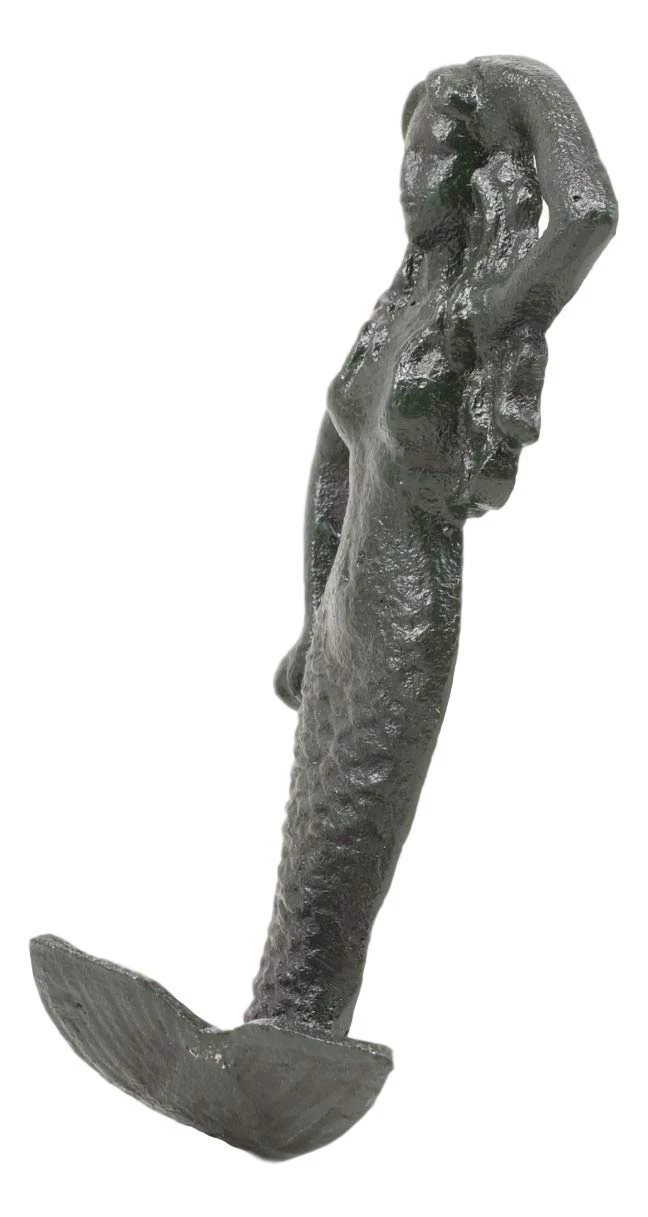 Ebros Gift 6"H Mermaid Cast Iron Rustic Wall Coat Hook For Keys Leashes Hats (1) - Image 2