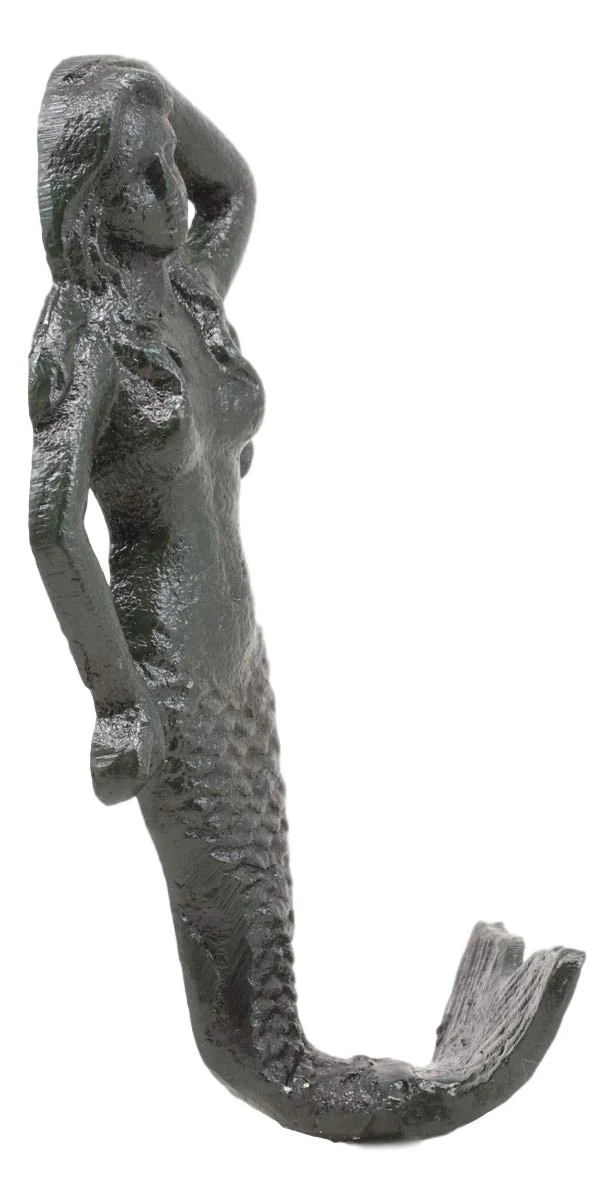 Ebros Gift 6"H Mermaid Cast Iron Rustic Wall Coat Hook For Keys Leashes Hats (1) - Image 3