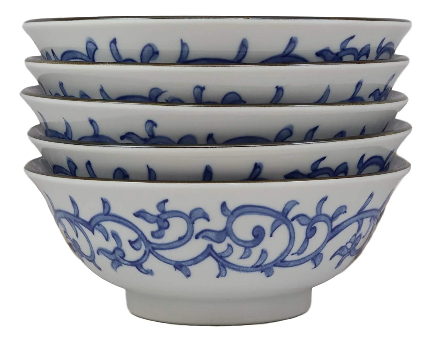 Ebros Ming Style Floral Vines Ceramic Bowls Pack Of 5 Made In Japan 32oz 8"Dia - Image 2