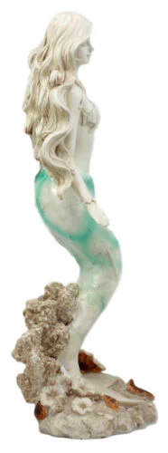 Ebros Capiz Turquoise Standing Mermaid Figurine 11.5"H Ocean Aquamarine Coral Goddess - Image 4