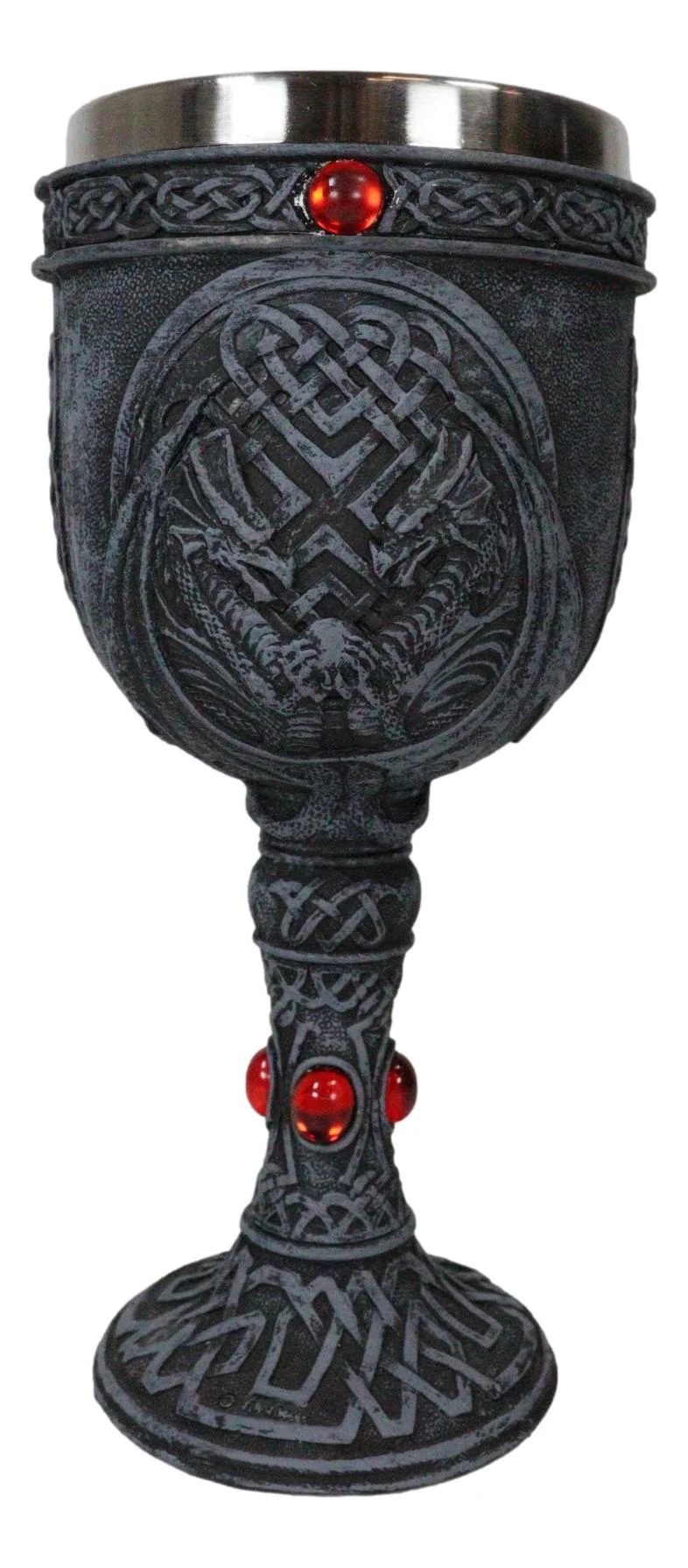 Ebros Celtic Knotwork Twin Dragons Protecting Blood Vial Gemstone Wine Goblet Cup - Image 2