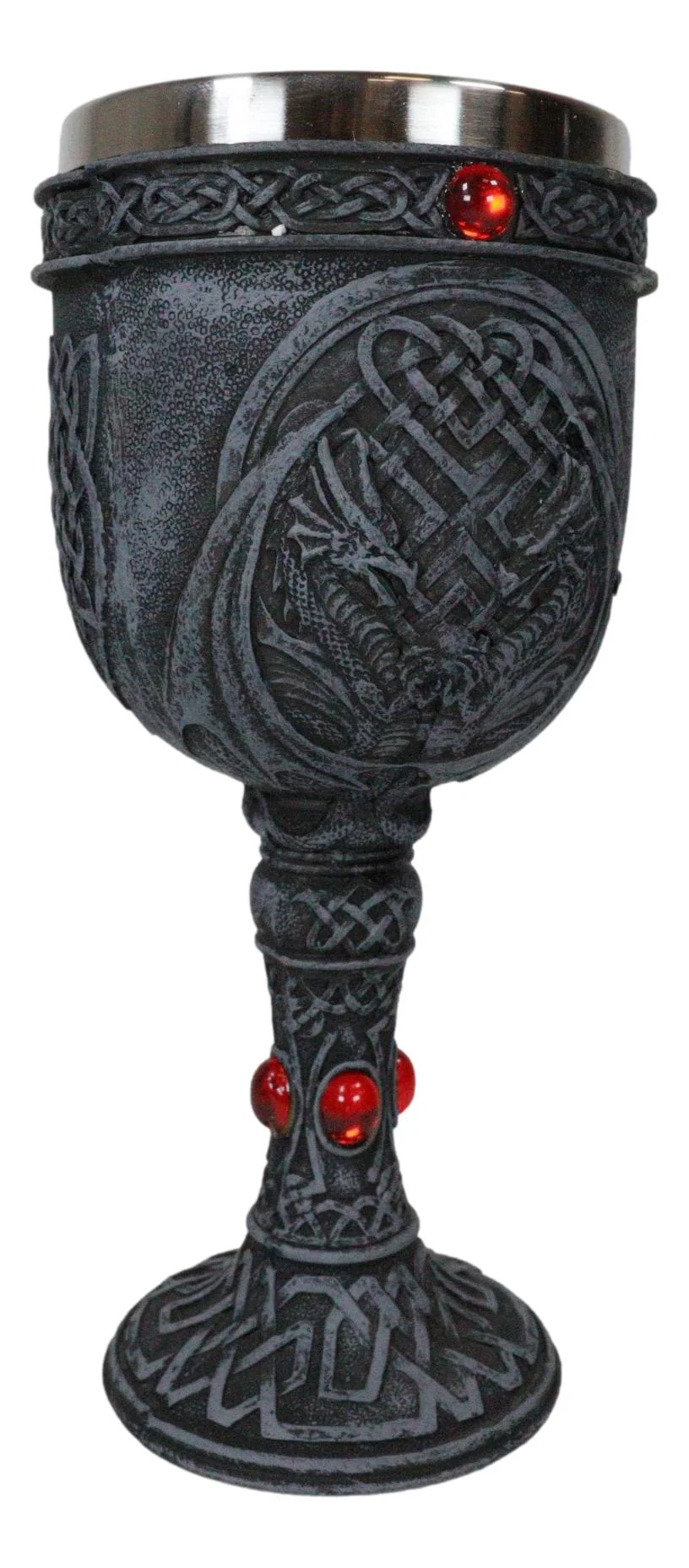 Ebros Celtic Knotwork Twin Dragons Protecting Blood Vial Gemstone Wine Goblet Cup - Image 4