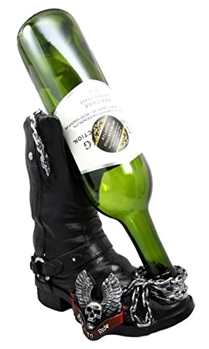Ebros Gift Chained Biker Skull Death Angel Boot Wine Holder Figurine 8.5"H - Image 2