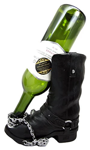 Ebros Gift Chained Biker Skull Death Angel Boot Wine Holder Figurine 8.5"H - Image 5