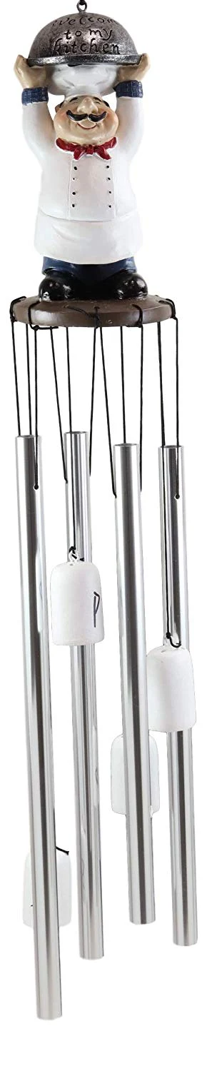 Ebros Gift Chef Cordon Bleu Lifting Cloche Dome Welcome to My Kitchen Figurine Crown Top Resonant Wind Chime with Miniature Ponies Ornaments for Garden Patio Home Decorative Accent Hospitality Cooks - Image 5
