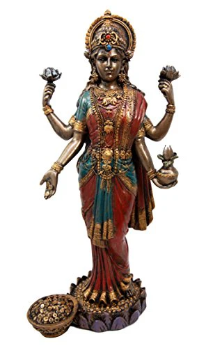 Ebros Goddess Lakshmi Statue Hindu Deity of Prosperity Wealth Wisdom Fortune Figurine - Image 2