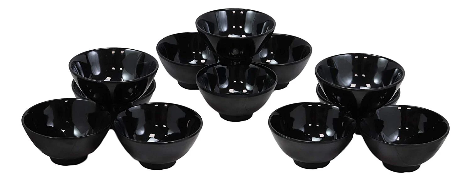 Ebros Gift Contemporary Black Smooth Porcelain Round Bowls For Cereal Soup Salad Noodle Rice Ice Cream Decorative Bowl Set of 12 Serveware For Restaurant Supply Home Kitchen - Image 3