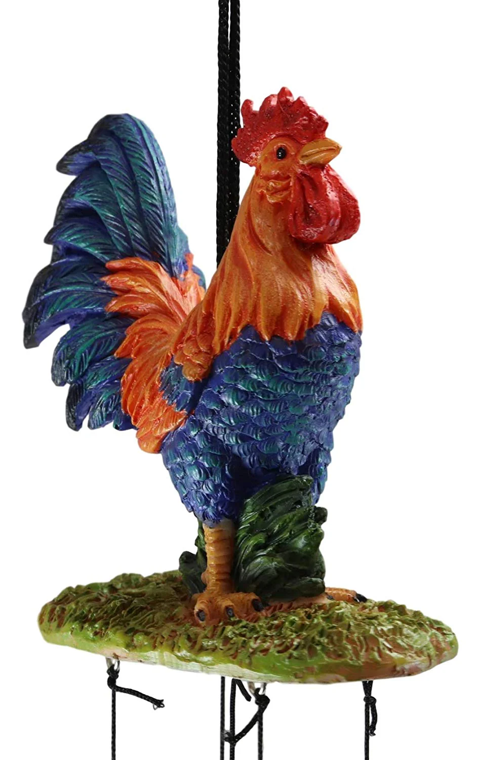 Ebros Gift Country Western Animal Farm Morning Sunshine Rooster Chicken Figurine Top Resonant Wind Chime with Sunflower Ornament for Garden Patio Rustic Home Accent - Image 4