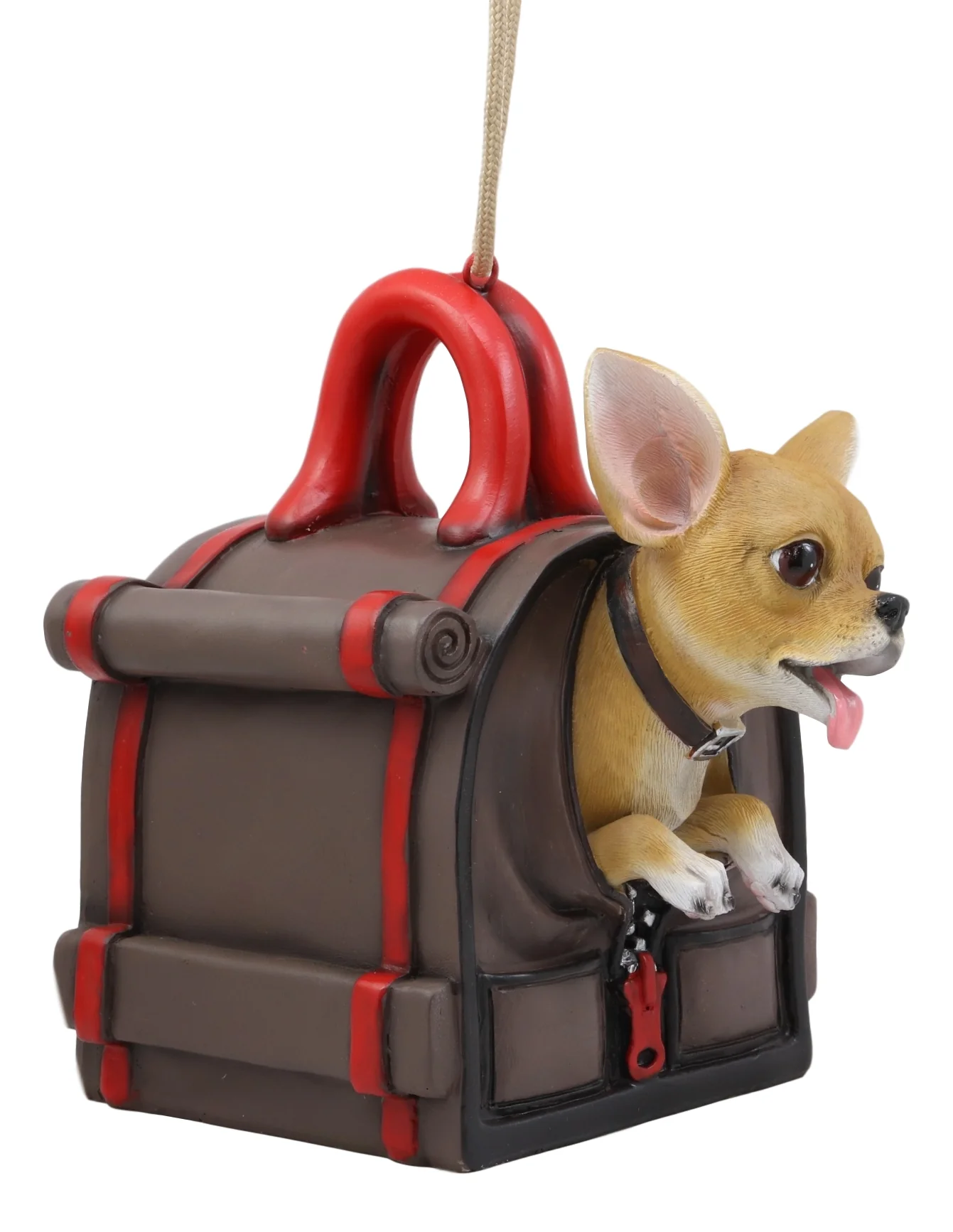 Ebros Gift Cute Teacup Chihuahua In Dog Purse Bird Feeder With Hanging Ropes Decor Figurine - Image 2