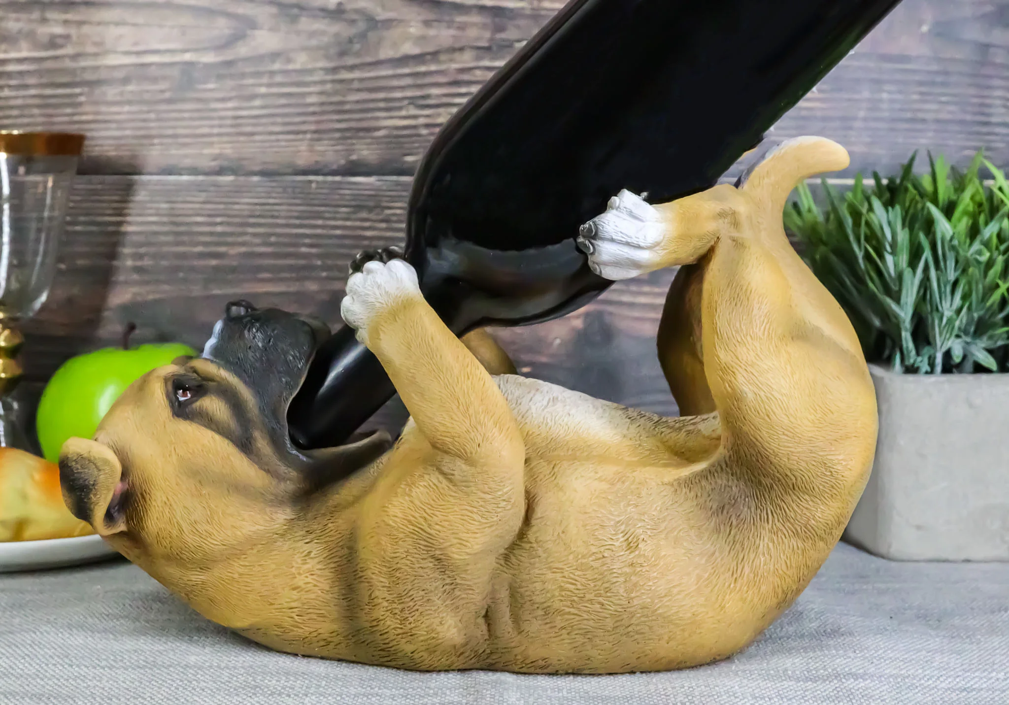 Ebros Canine Pedigree Adorable Fawn Boxer Dog Wine Oil Bottle Holder Figurine Kitchen - Image 8