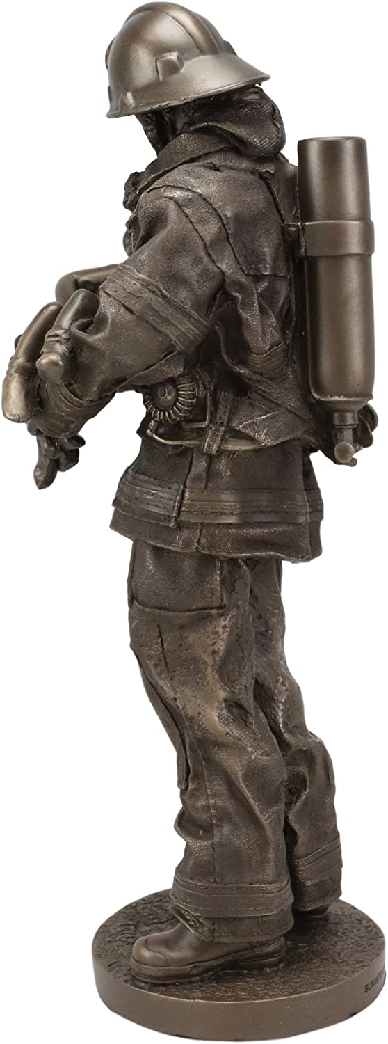 Ebros Gift Fireman Fire Fighter Holding Child Decorative Figurine 12" Tall Resin - Image 5