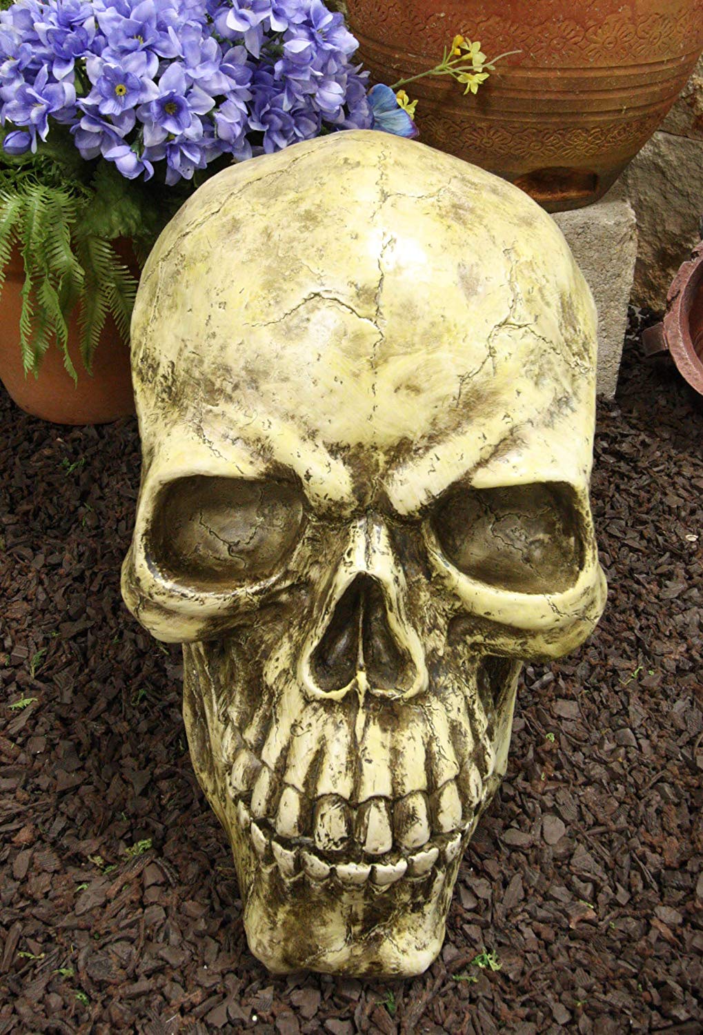 Ebros Giant Oversized Evil Sinister Skull Statue 17"L Halloween Ossuary Macabre Decor - Image 9