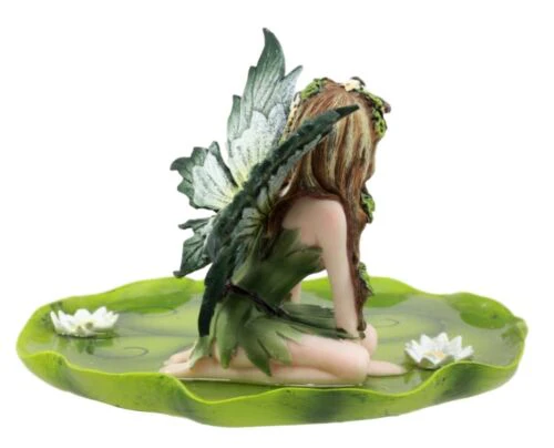 Ebros Gift Green Absinthe Fairy Kneeling On Lotus Petal Soap Dish Figurine Jewelry Dish Plate Vanity Decor 6.25" Long - Image 4
