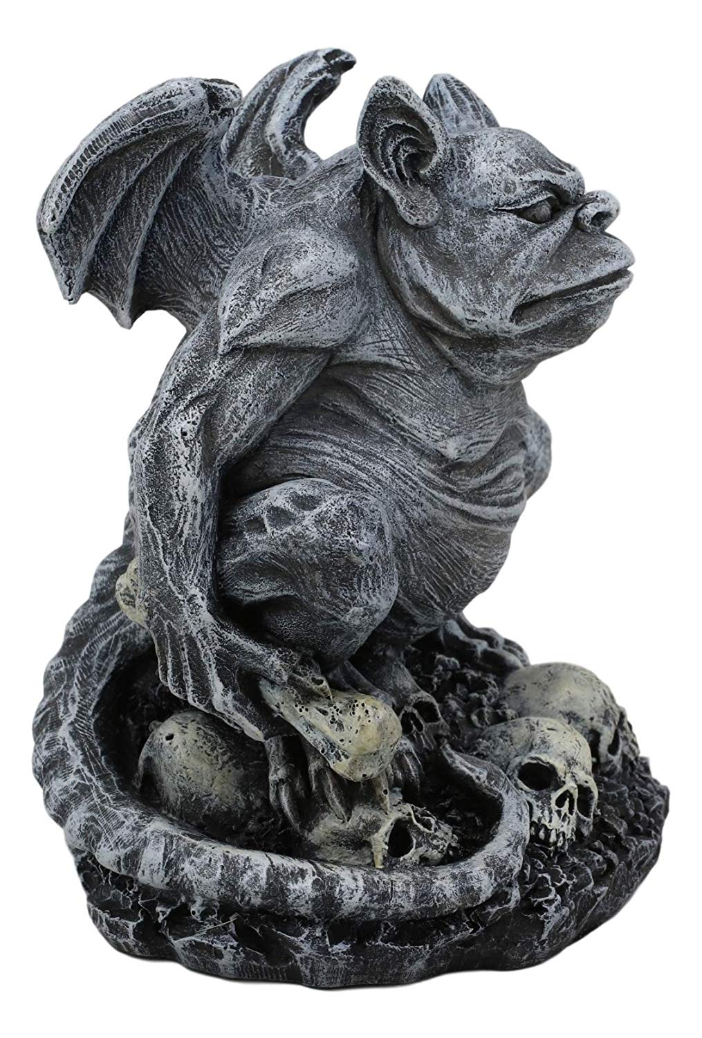 Ebros Gift Grotesque Winged Toad Troll Gargoyle Standing On A Bed of Skulls Statue 6.25" High Dark Fantasy Ossuary Macabre Graveyard Halloween Gargoyles Collectible Figurine Accent - Image 3