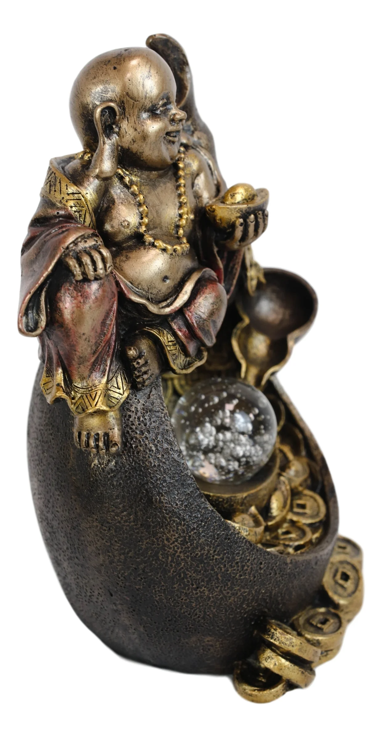 Ebros Gift Happy Fortune Buddha Backflow LED Incense Burner 6.75"H - Image 2