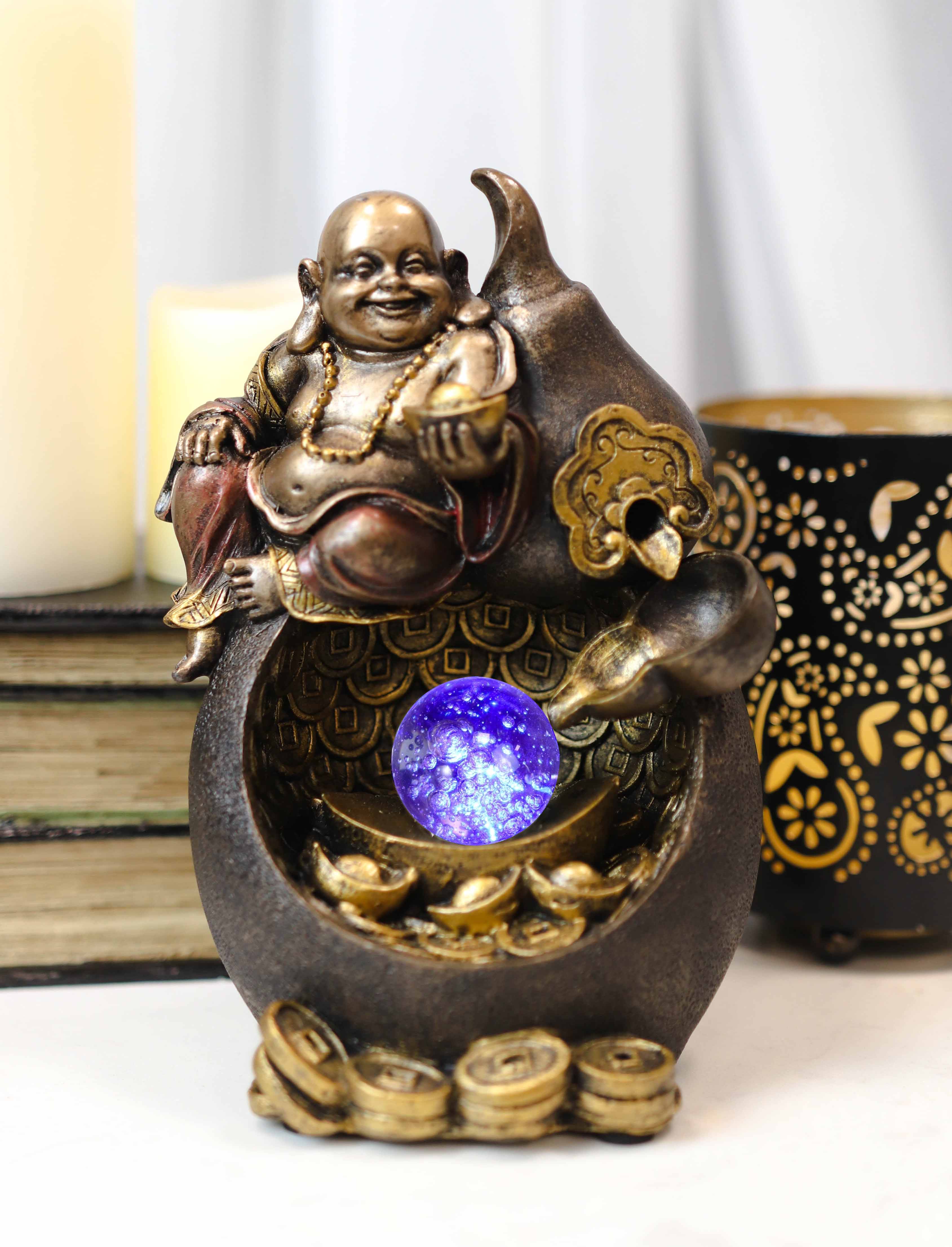 Ebros Gift Happy Fortune Buddha Backflow LED Incense Burner 6.75"H - Image 9