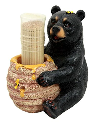 Ebros Gift Honey Black Bear With Bee Hive Decorative Toothpick Holder Figurine With Toothpicks - Image 2