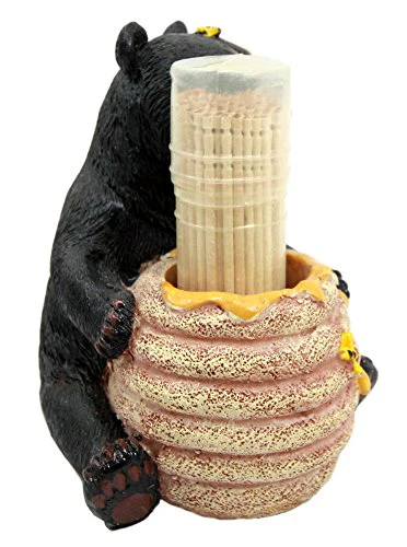 Ebros Gift Honey Black Bear With Bee Hive Decorative Toothpick Holder Figurine With Toothpicks - Image 3