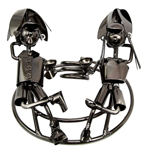 Ebros Collectibles Honeymoon Beach Couple Lovers Hand Made Metal Wine Bottle Holder - Image 3
