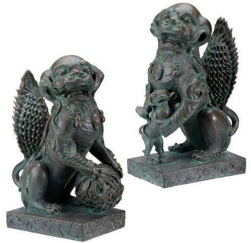 Ebros Imperial Palace Guardian Foo Dogs Lions Bookends Figurine Pair 10" H - Image 8