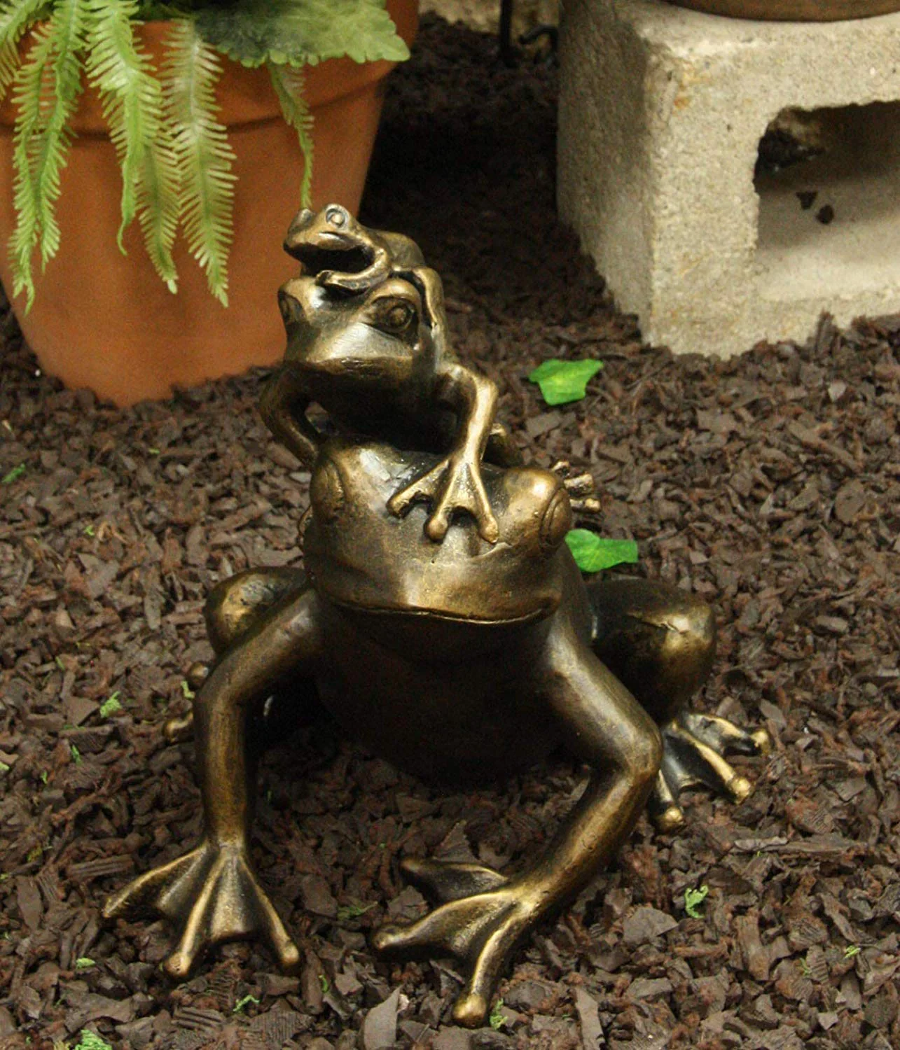 Ebros Gift Large 9.75" Tall Aluminum Metal Whimsical Tiki Trio Frog Family On Acrobatic Piggyback Garden Statue Zen Feng Shui Frogs Home Garden Patio Pool Pond Decorative Sculpture - Image 5