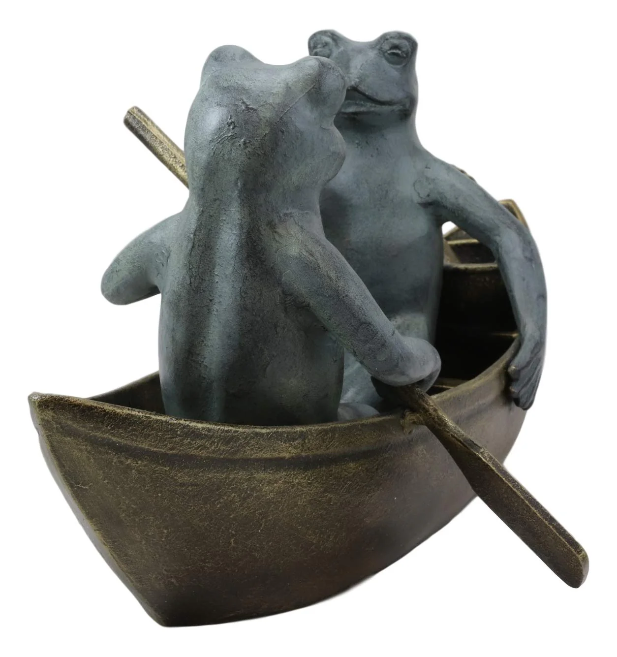 Ebros Gift Large Cast Aluminum Metal Whimsical Romantic Lover Couple Frogs Having Picnic On Rowboat Garden Statue 21.5" Wide River Pond Frog Patio Pool Lawn Decorative Sculpture - Image 4