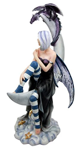 Ebros Gift Large Celestial Crescent Moon Fairy With Pet Dragon Figurine 13"H - Image 7