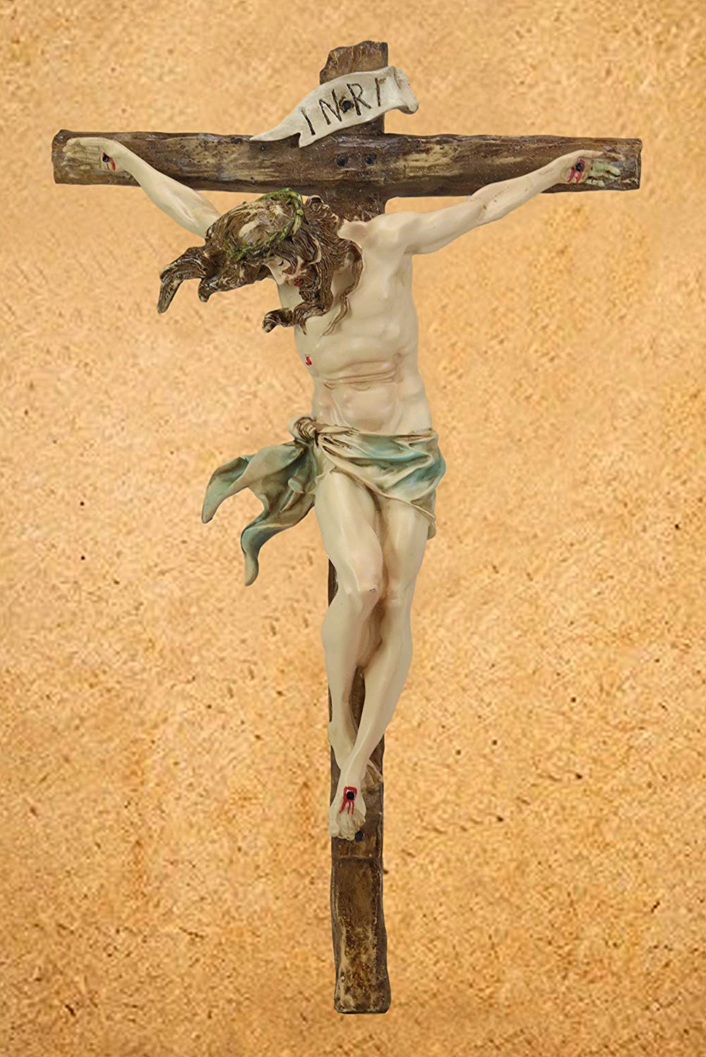 Ebros Large Jesus Christ at Calvary Crucifix INRI Wall Cross Hanging Plaque 20"H - Image 3
