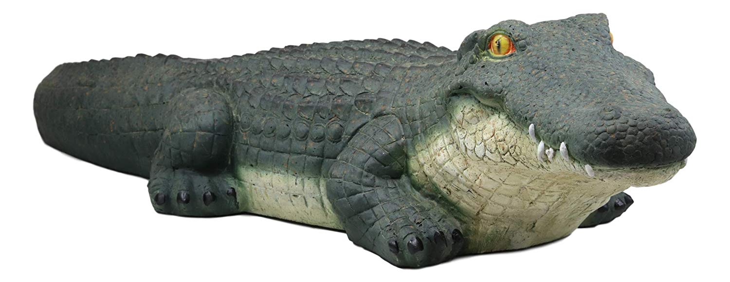Ebros Gift Large Realistic Chubby Crocodile On Belly Garden Accent Statue Lake Home Patio Pool Exotic Decor of Alligators Crocodiles Caiman Gator Decorative Sculpture Figurine (31" Long) - Image 2