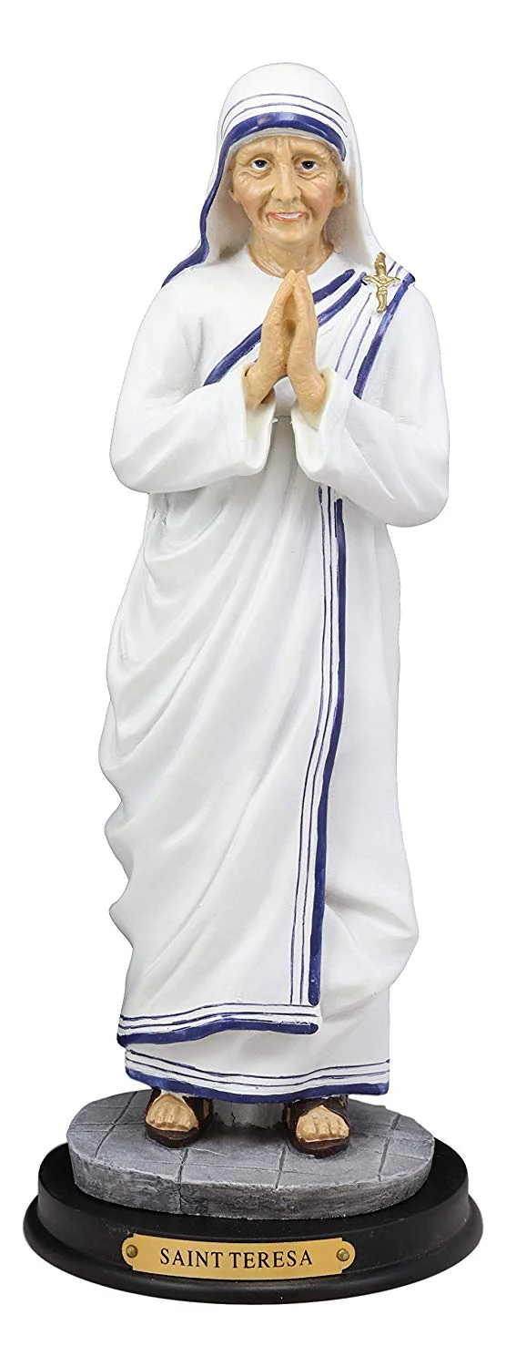 Roman Catholic Saint Mother Teresa of Calcutta Statue With Brass Name Plate 11"H - Image 2