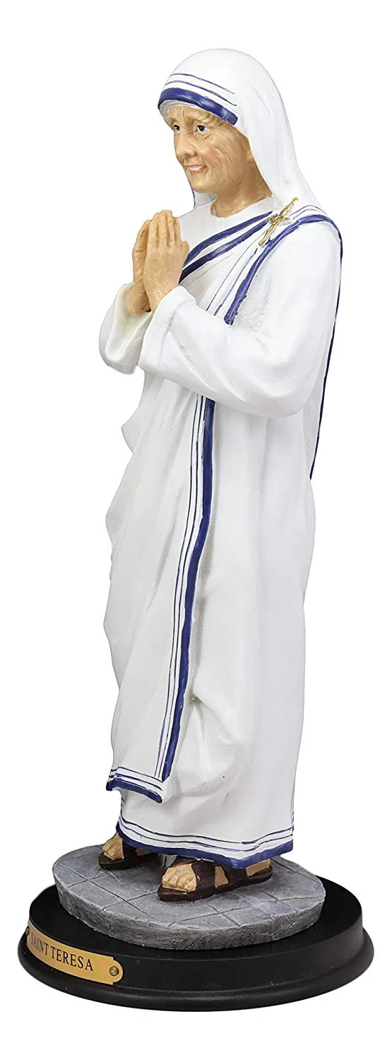 Roman Catholic Saint Mother Teresa of Calcutta Statue With Brass Name Plate 11"H - Image 3