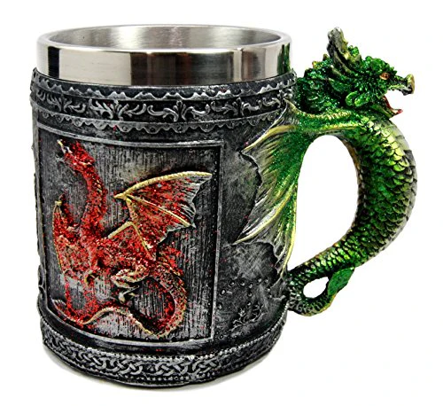 Ebros Fire and Earth Dual Dragon Beer Stein Tankard Coffee Cup Drink Mug 4.25"H - Image 5