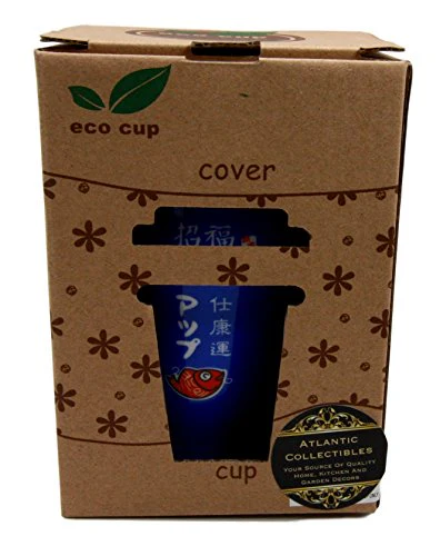 Ebros Gift Lucky Cat Maneki Neko Ceramic Tall Drink Mug Cup With Silicone Lid (Blue) - Image 4