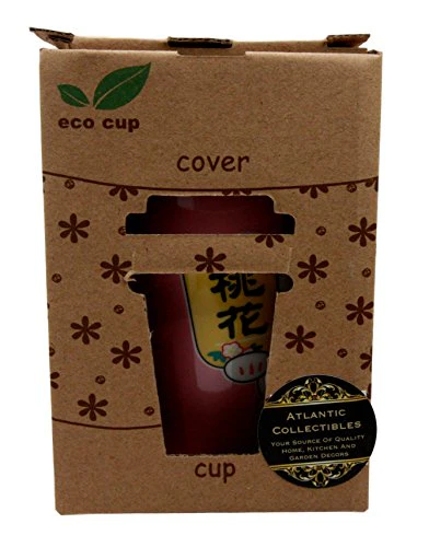 Ebros Gift Lucky Cat Maneki Neko Ceramic Tall Drink Mug Cup With Silicone Lid (Pink) - Image 4