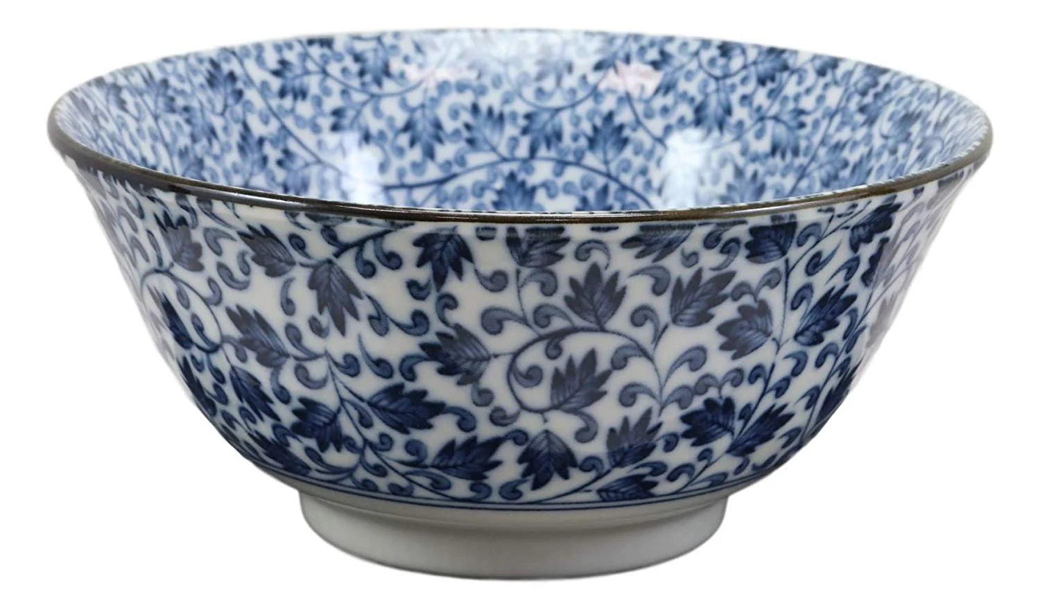 Ebros Gift Made In Japan 6"Diameter 16oz Ramen Soup Rice Pasta Salad Cereal Appetizer Bowls Set of 6 Kitchen Dining Japanese Restaurant Supply Decorative Bowl Designs (Botanic Floral Vines) - Image 4