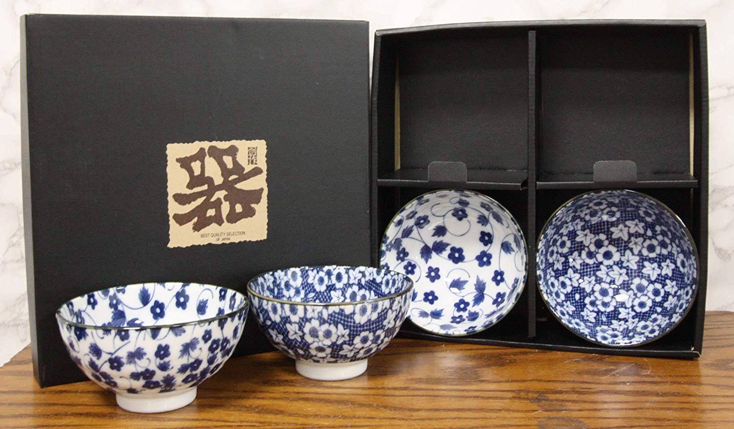 Made In Japan Blue White Floral Rice Soup Cereal Porcelain Bowls 12oz Set of 4 - Image 2