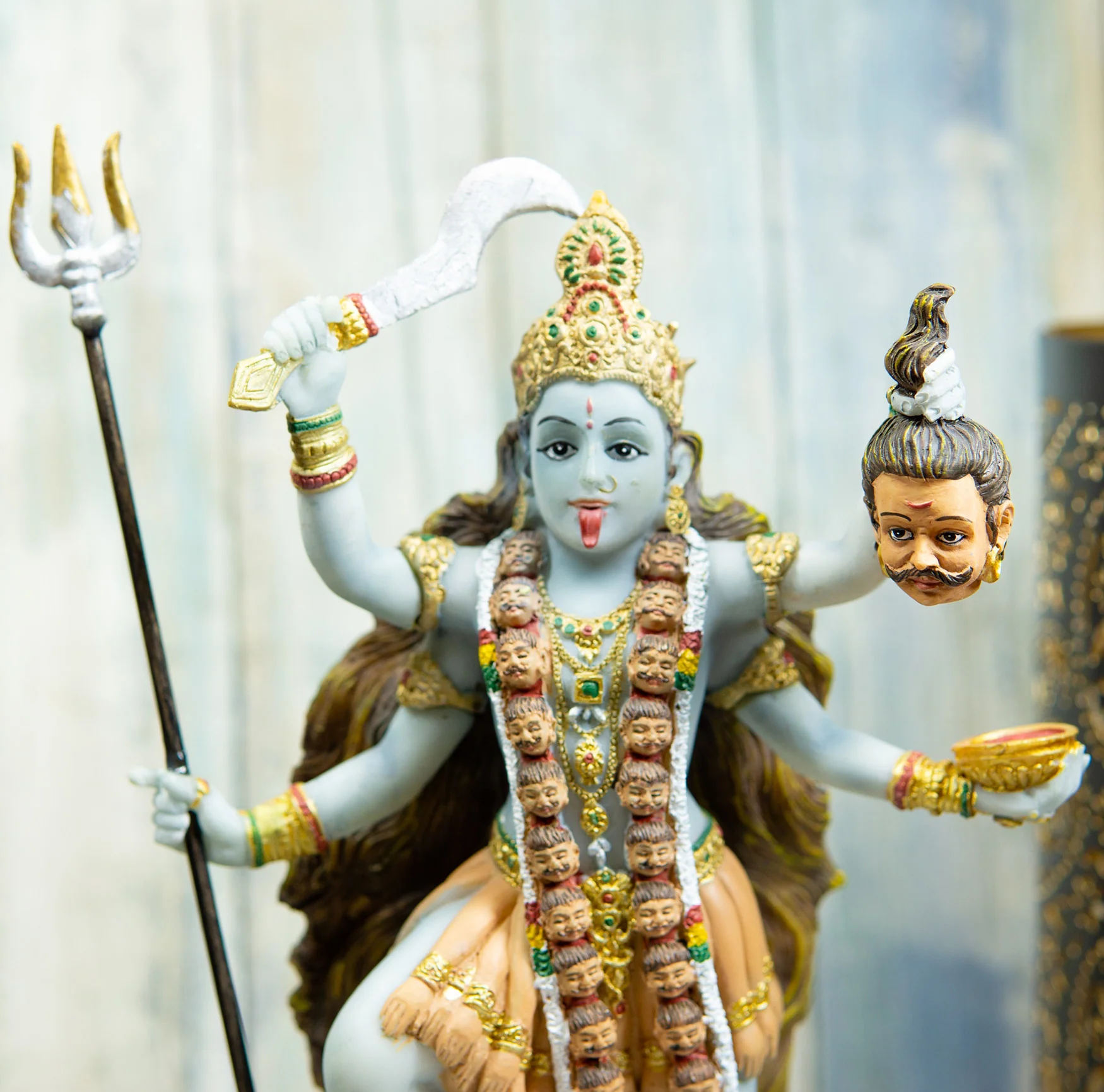 Ebros Gift Mahavidya Devi Kali Holding Severed Head Of The Ego Figurine 9"Tall In Vivid Colors Hindu Goddess Of Time And Death Eastern Enlightenment Altar Decor - Image 7