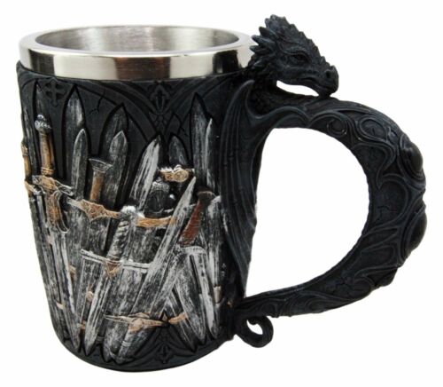 Ebros Gift Medieval Renaissance Dragon Iron Throne Of Swords Coffee Mug Drinking Beer Stein Tankard Cup - Image 3