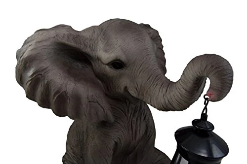 Ebros The Adorable Pachy Elephant Garden Patio Figurine W/ Solar LED Light Lantern Lamp 13.75"H - Image 5