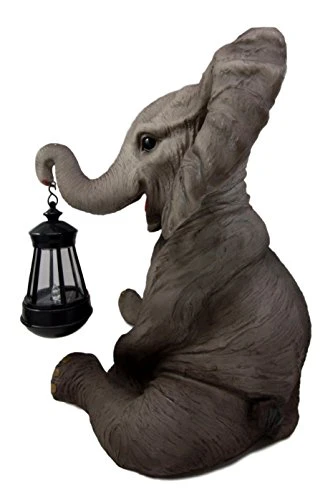 Ebros The Adorable Pachy Elephant Garden Patio Figurine W/ Solar LED Light Lantern Lamp 13.75"H - Image 7